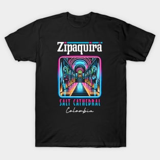 Zipaquirá  Salt Cathedral Colombia Neon Art T-Shirt